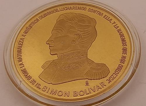 Large Explanada libertador simon bolivar jerusalem Medal in Capsule 93,85gram 51mmx5mm