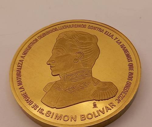 Large Explanada libertador simon bolivar jerusalem Medal in Capsule 93,85gram 51mmx5mm