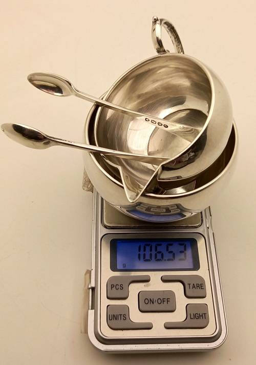 Antique Hallmarked Sterling Silver Creamer and Sugar set 106,53 Grams -Boxed