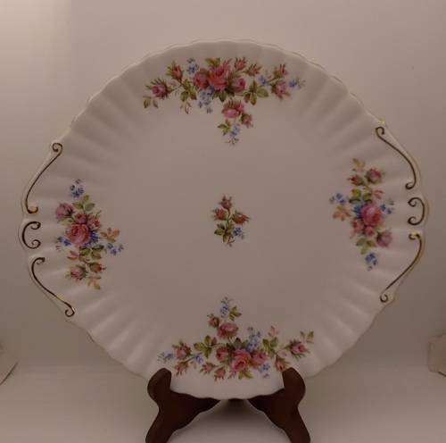 Vintage Royal Albert  "Moss Rose" Cake Plate  - Mint Condition - Made in England