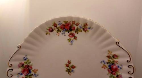 Vintage Royal Albert  "Moss Rose" Cake Plate  - Mint Condition - Made in England