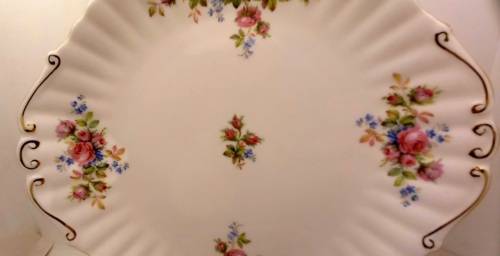 Vintage Royal Albert  "Moss Rose" Cake Plate  - Mint Condition - Made in England