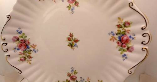 Vintage Royal Albert  "Moss Rose" Cake Plate  - Mint Condition - Made in England