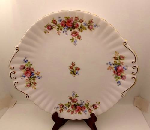 Vintage Royal Albert  "Moss Rose" Cake Plate  - Mint Condition - Made in England