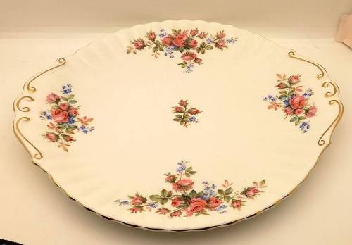 Vintage Royal Albert  "Moss Rose" Cake Plate  - Mint Condition - Made in England