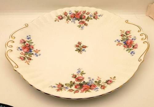 Vintage Royal Albert  "Moss Rose" Cake Plate  - Mint Condition - Made in England
