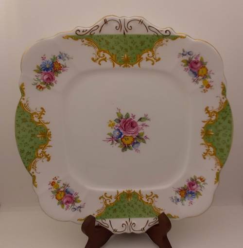 Vintage Paragon Fine Bone China Rockingham Green Cake Plate - By Appointment to the Queen