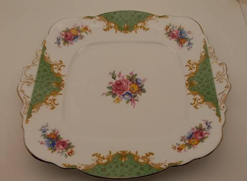 Vintage Paragon Fine Bone China Rockingham Green Cake Plate - By Appointment to the Queen