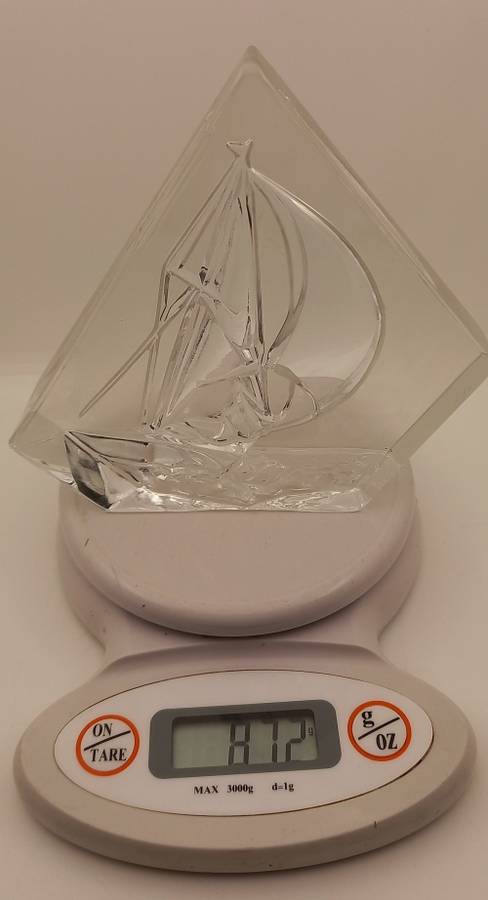 Glass / Crystal SHIP Paperweight 158x165x22mm  872 grams