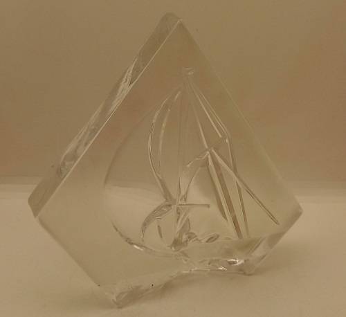Glass / Crystal SHIP Paperweight 158x165x22mm  872 grams