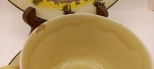 Rare Antique A.J Wilkinson Homeland Series Africa Royal Staffordshire Trio (Cup Chipped and Cracked)