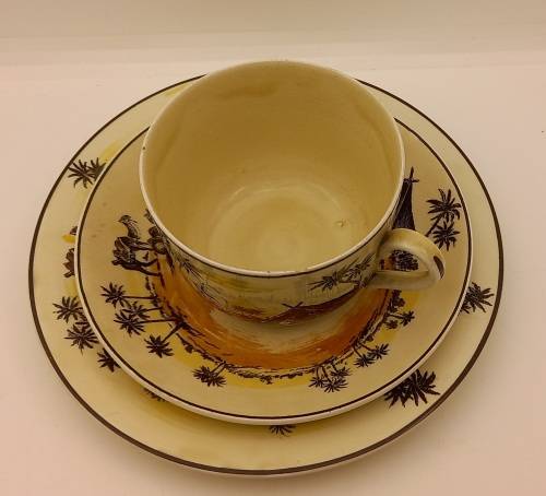 Rare Antique A.J Wilkinson Homeland Series Africa Royal Staffordshire Trio (Cup Chipped and Cracked)