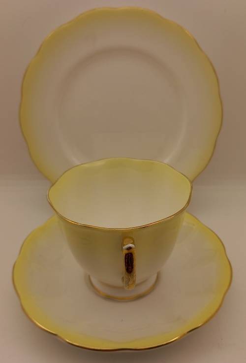 Royal Albert Rainbow Yellow tea Trio (cup has a chip on bottom rim)