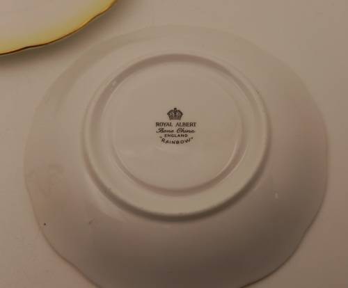 Royal Albert Rainbow Yellow tea Trio (cup has a chip on bottom rim)