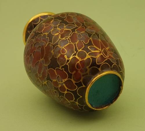 Vintage Miniature Cloisonne Chinese Enamel Gold Gilded Metal Vase -68x45mm
