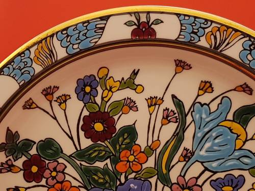 Vintage Elafos Keramik Wall Plate Wall Plate 24kt Gold trim- hand made in Greece- 252mm