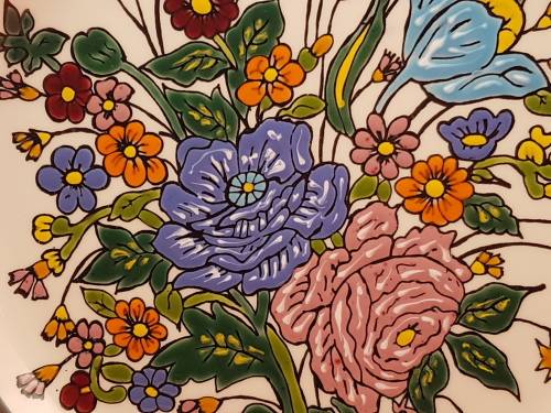 Vintage Elafos Keramik Wall Plate Wall Plate 24kt Gold trim- hand made in Greece- 252mm