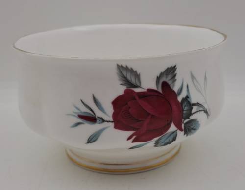 Vintage Royal Albert Bone China `Sweet Romance` Sugar Bowl  -Gold trim have some wear