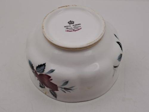 Vintage Royal Albert Bone China `Sweet Romance` Sugar Bowl  -Gold trim have some wear
