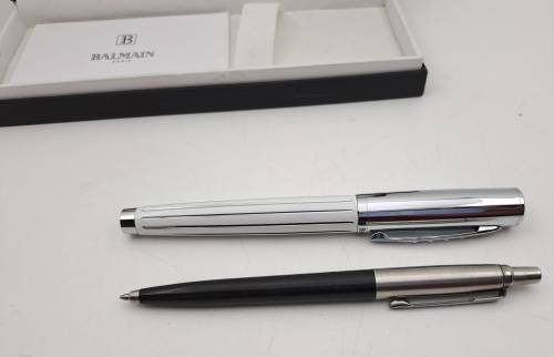 Original Balmain Ball point Pen in Case -Paris- Branded -Liberty - Compare size with parker in Photo