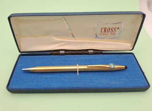 Pre-owned - Cross 1/20 14kt Rolled Gold Pen Made in Ireland -Ink still ok  -In Case -FNB Branded