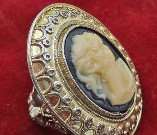 Vintage Cameo Ring 40x32mm inside diameter is 15mm