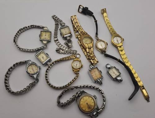 11 x Vintage ladies Mechanical watches (NOT WORKING) inc. Admiral watersport,Rotary,Roamer,Cyma for