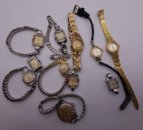 11 x Vintage ladies Mechanical watches (NOT WORKING) inc. Admiral watersport,Rotary,Roamer,Cyma for