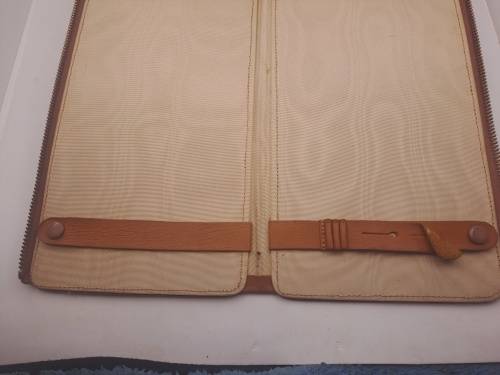 Vintage slim Leather Tie Travel case 152mmx355mmx20mm