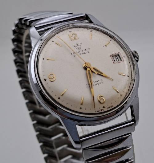 Collectable Vintage TRADITION Swiss Mens Automatic Calender watch (WORKING) 21 Jewels