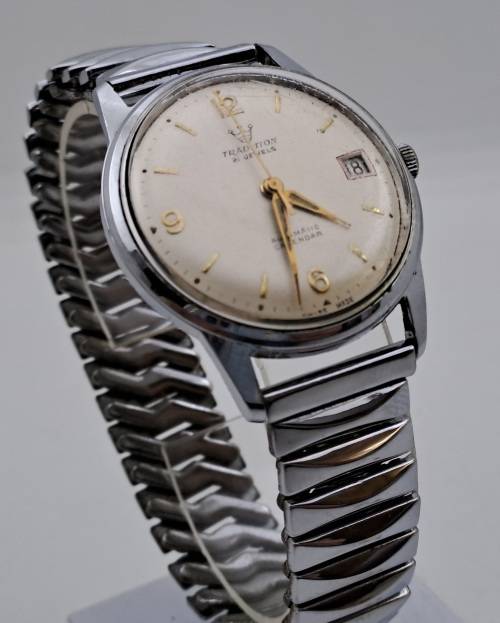 Collectable Vintage TRADITION Swiss Mens Automatic Calender watch (WORKING) 21 Jewels