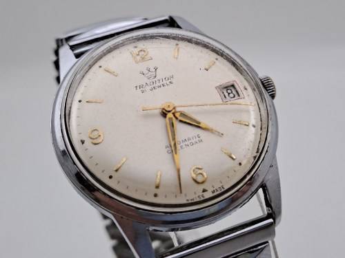 Collectable Vintage TRADITION Swiss Mens Automatic Calender watch (WORKING) 21 Jewels
