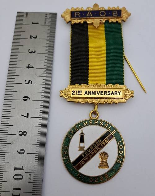 Vintage R.A.O.B  21st Anniversary Lord Skelmersale Lodge Masonic Jewel (free Mason)