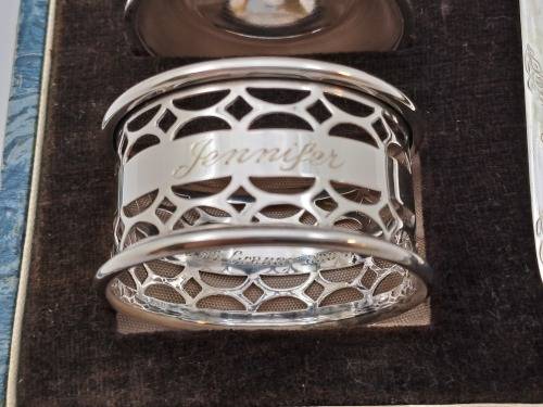 Vintage 1950's Boxed Silver-Plate Christening set (engraved Jennifer)