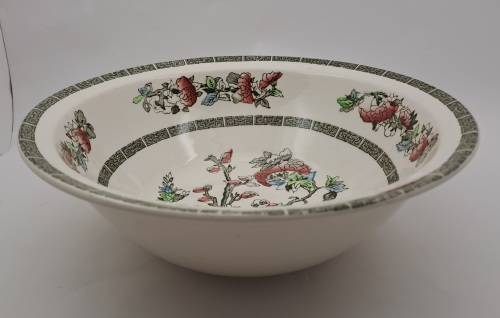 Vintage Johnson Bros "Indian Tree" Salad Bowl Hand Engraved Ironstone England (Condition is good)