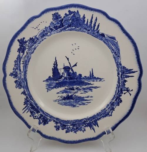 1930's Royal Doulton Norfolk D6394 Blue & White Plate 265mm (HAIRLINE CRACK)