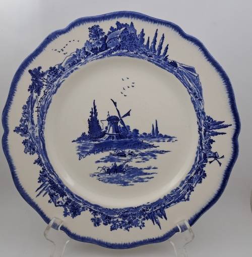 1930's Royal Doulton Norfolk D6394 Blue & White Plate 265mm (HAIRLINE CRACK)