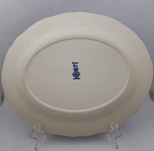 1930's Royal Doulton Norfolk D6394 Blue & White Oval Plate 280mm x230mm