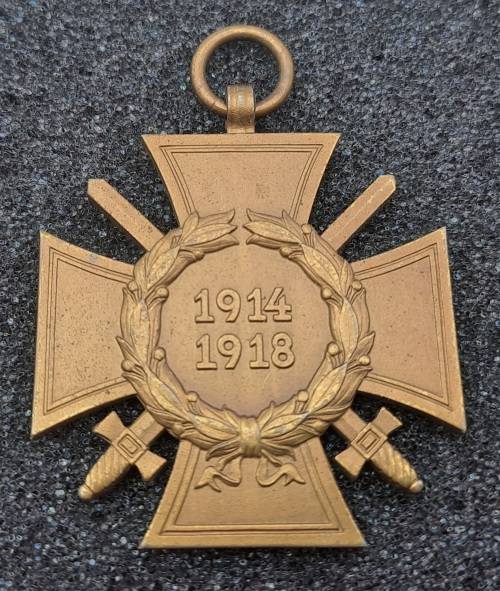 WW1 German Honour Cross of the World War 1914/1918, commonly known as the Hindenburg Cross medal