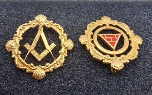 2 Masonic (free Mason ) Jewels 43x43mm