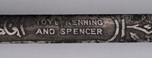 Antique/ Vintage Toye Kenning and Spencer ceremonial Masonic sword in scabbard 873mm (some rust )