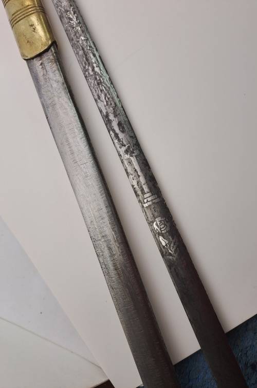 Antique/ Vintage Toye Kenning and Spencer ceremonial Masonic sword in scabbard 873mm (some rust )