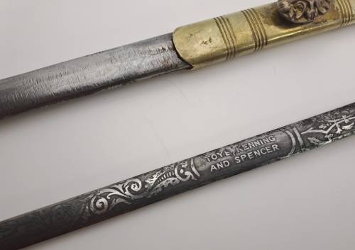Antique/ Vintage Toye Kenning and Spencer ceremonial Masonic sword in scabbard 873mm (some rust )