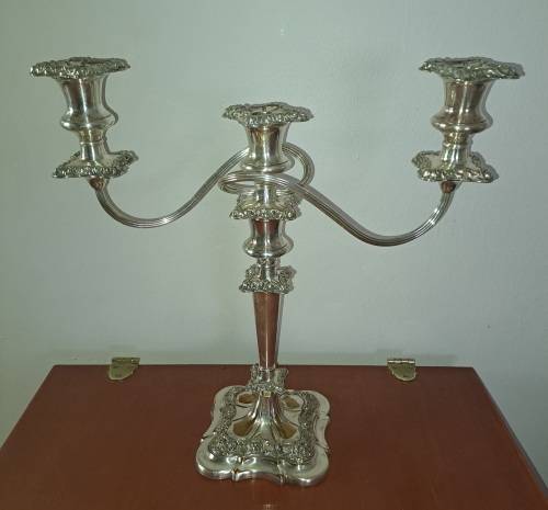 Large  Antique/ Vintage silver Plated 3 Tier Candleabra 375mmx355mm