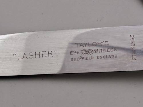 12pc Vintage `Lasher` Taylor`s Eye Witness Sheffield England Cutlery set with Antler Handles-Boxed