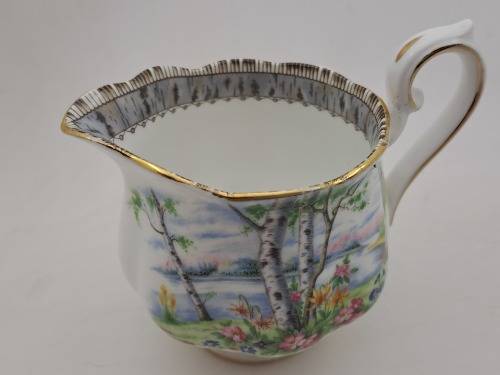 Vintage Royal Albert SILVER BIRCH Tea Creamer Bone China England 100x122x80mm