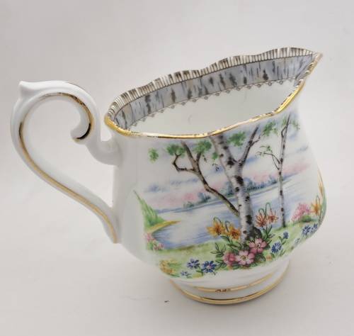 Vintage Royal Albert SILVER BIRCH Tea Creamer Bone China England 100x122x80mm