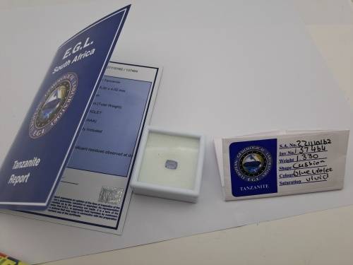 E.G.L Certified 1,330 ct Natural Tanzanite -Cushion -Blue-Violet Vivid AAA,-full report -in Capsule