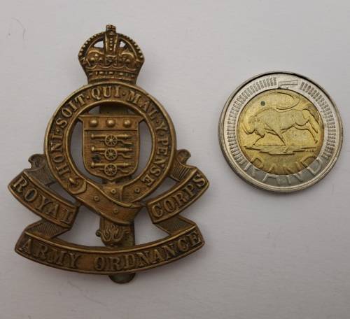 WW2 Royal Army Ordnance Corps RAOC Cap Badge 53x40mm