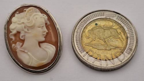 Vintage Silver (.800) Shell Cameo Pendant 29x22mm